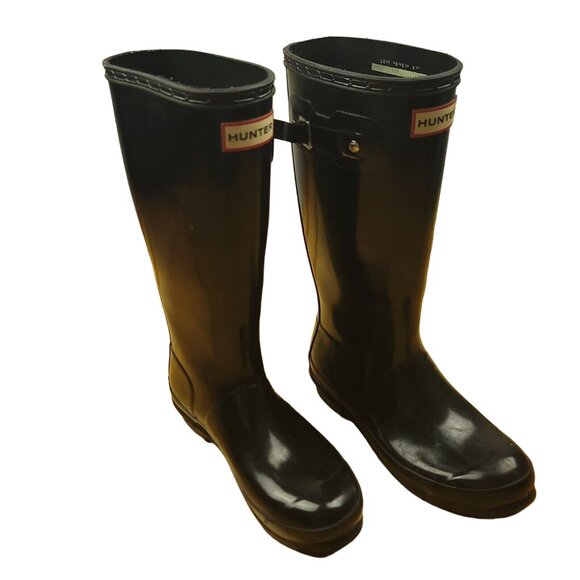 Hunter Original Kids Gloss Rain‎ Boots JFT6000RGL Black Size 5B / 6G Tall Glossy - Picture 2 of 10
